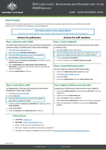 eSAM Quick Reference Guide – Authorising new Provider staff to use DEWR services.pdf