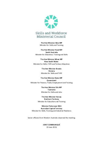 Skills and Workforce Ministerial Council Communique 19 June 2026.pdf