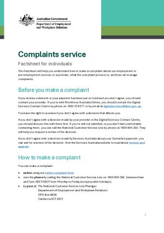 Complaints service factsheet for individuals.pdf