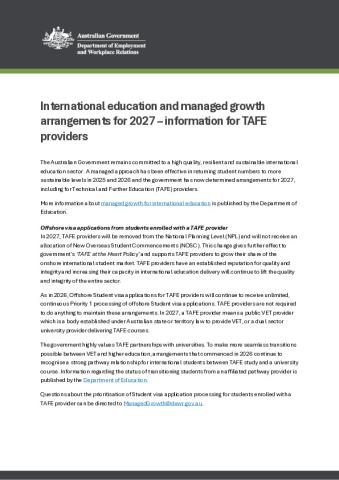 Factsheet - Managed Growth 2027 and TAFE Providers.pdf