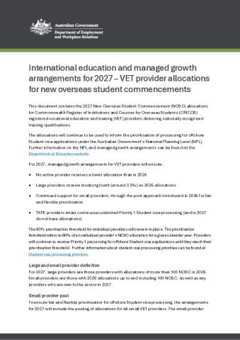Factsheet - Managed Growth 2027 and VET Provider Allocations - Update 30 July 2027.pdf