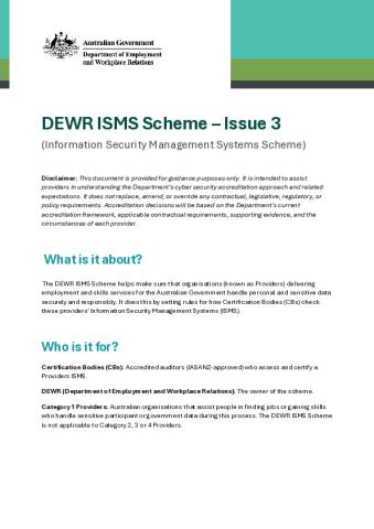 DEWR ISMS Scheme - Issue 3.pdf