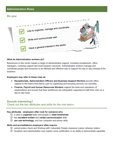 Care sector - Administration role profile