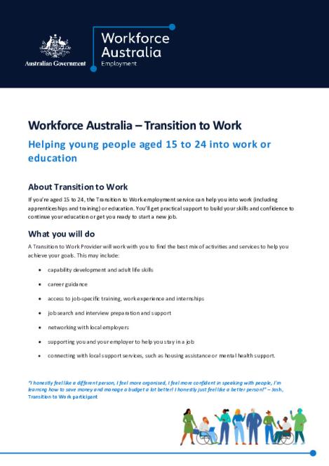 Fact sheet - Workforce Australia Transition to Work.pdf