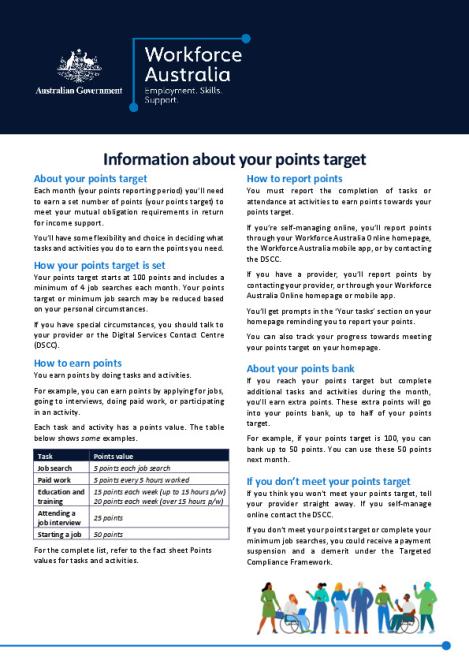 Fact sheet - Information about your points target - DESE website.pdf