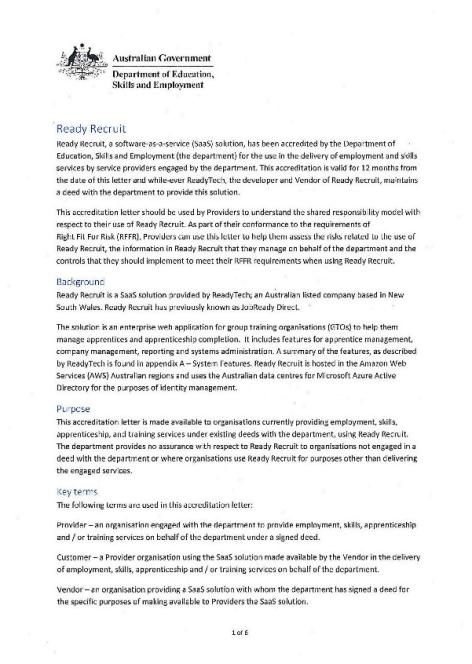 ReadyTech&#039;s JobReady Recruit Accreditation Report.pdf