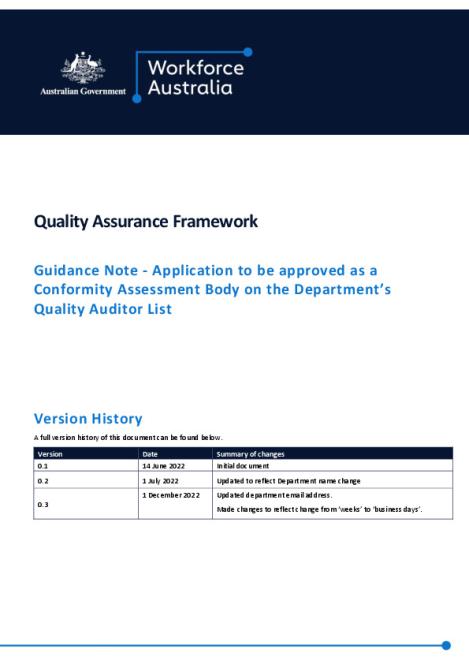 Guidance note - Application to be approved as a Conformity Assessment Body on the Department&#039;s Quality Auditor List.pdf