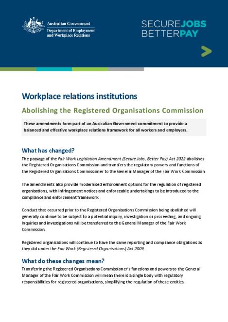 WR institutions - Abolishing the Registered Organisations Commission.pdf