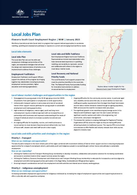 Illawarra South Coast - Local Jobs Plan - January 2023.pdf