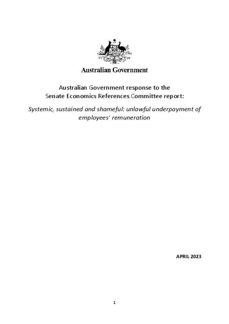 Government Response to the Senate Inquiry into Unlawful Underpayment.pdf