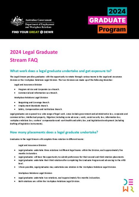 DEWR - 2024 Graduate Program - Legal FAQ.pdf