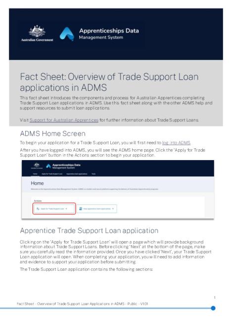 Fact Sheet - Overview of Trade Support Loan Applications in ADMS - Public - V1.01.pdf