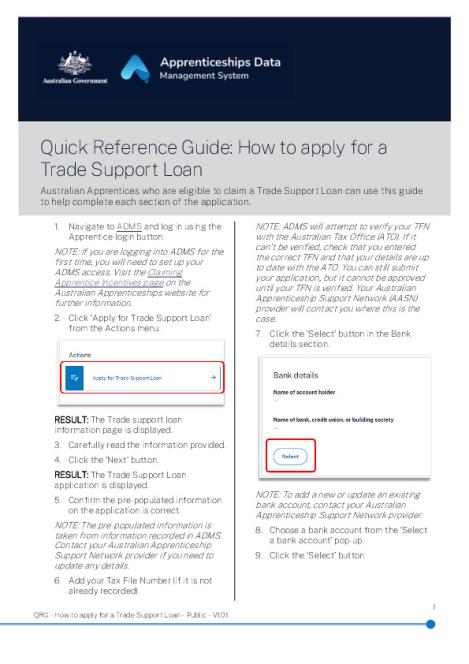 QRG - How to apply for a Trade Support Loan - Public - V1.01.pdf