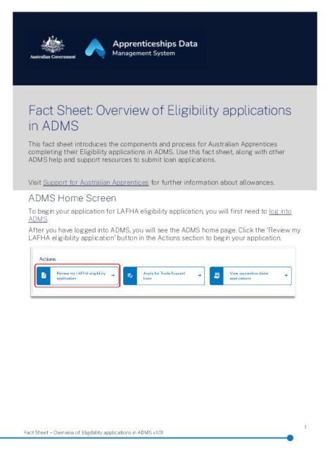 Fact Sheet – Overview of the Eligibility applications module V1.01.pdf