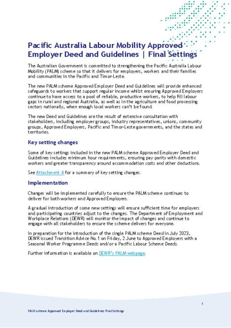 Factsheet -  Final PALM Deed and Guidelines settings - 6 June 2023.pdf