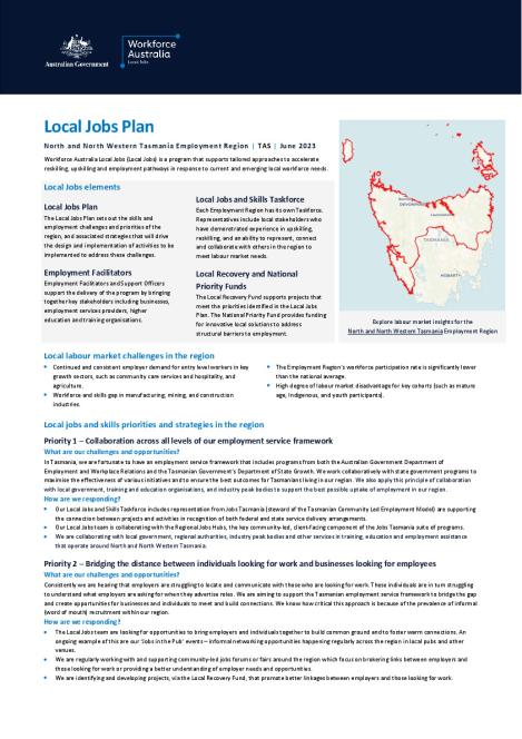 North and North Western Tasmania - Local Jobs Plan - June 2023.pdf