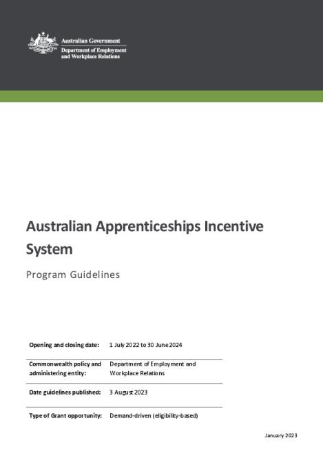 Apprenticeships Incentive System Program Guidelines - August 2023.pdf