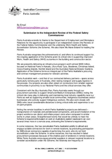 Review of the FSC – Submission – Parks Australia - Department of ...