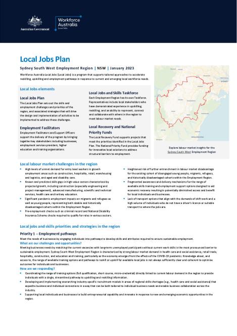 Sydney South West - Local Jobs Plan - January 2023 - Final.pdf