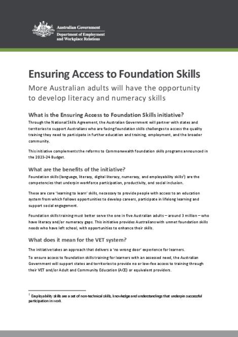 D23 4460445  231016 FINAL O CONNOR Fact Sheet_NSA - Foundation skills.pdf