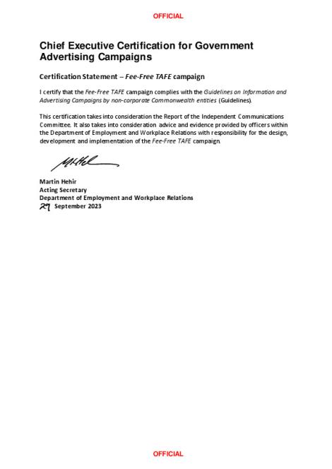 Signed certification Fee-Free TAFE campaign.pdf