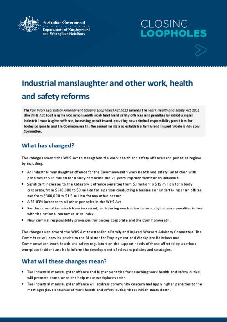 10. WHS Reforms including industrial manslaughter & Family and Injured Workers Advisory Committee.pdf