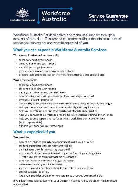 Service guarantee - Workforce Australia Services.pdf