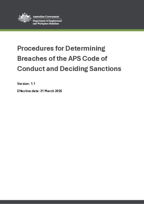 DEWR Procedures for Determining Breaches of the APS Code of Conduct and Deciding Sanctions.pdf