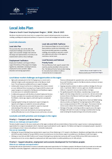 Illawarra South Coast - Local Jobs Plan - March 2025 FINAL.pdf