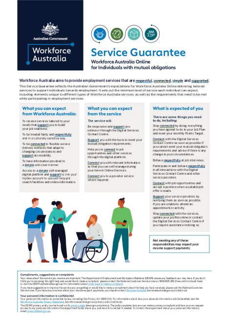 Workforce Australia Online for Individuals service guarantee (PDF 185KB).pdf