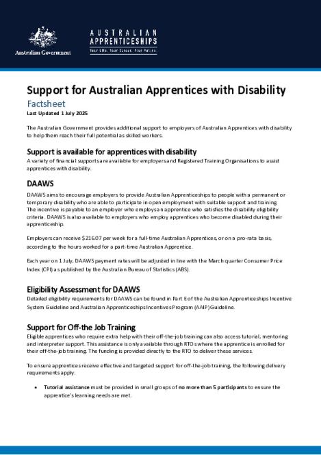 Support for Australian Apprentices with disability factsheet 1 July 2025.pdf