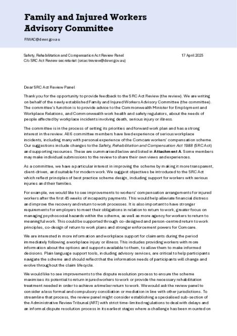 Submission from FIWAC to SRC Act review.pdf