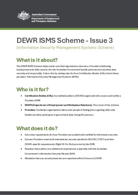 DEWR ISMS Scheme Issue 3.pdf
