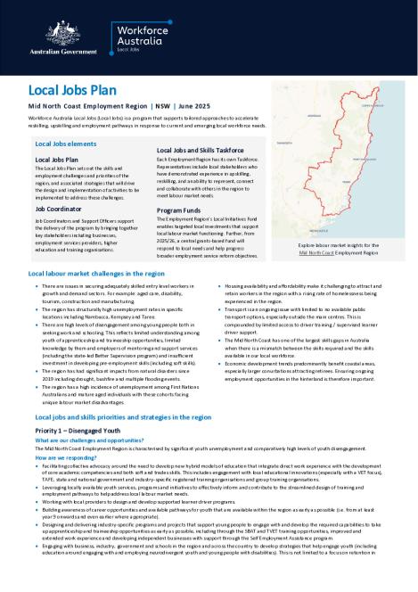 Mid North Coast - Local Jobs Plan - June 2025 - Final.pdf