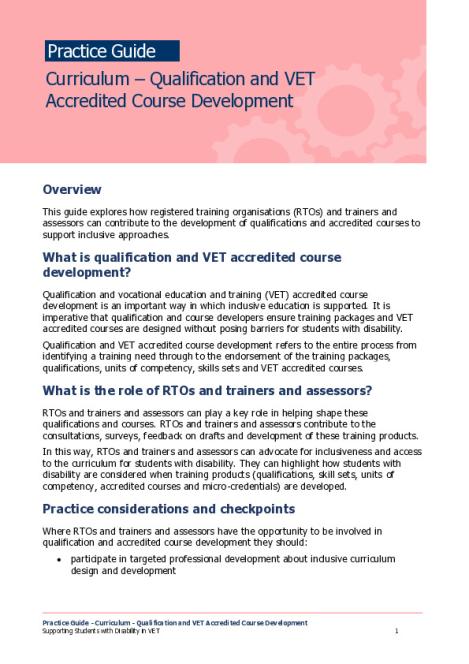 Practice Guide - Curriculum - Qualification and VET Accredited Course Development.pdf