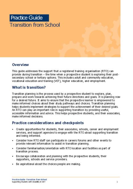Practice Guide - Transition from School.pdf
