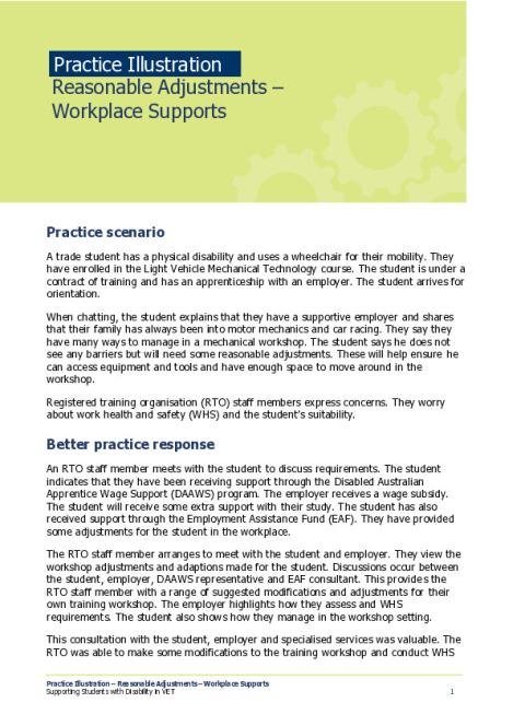 Practice Illustration - Reasonable Adjustments - Workplace Supports.pdf