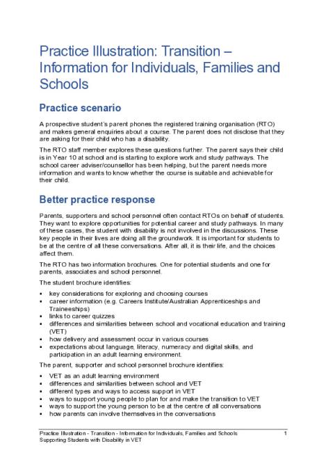 Practice Illustration - Transition - Information for Individuals, Families and Schools.pdf