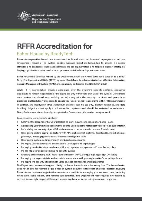 RFFR Accreditation for ReadyTech Esher House.pdf