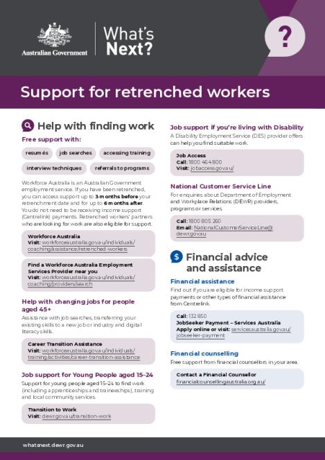 Whats Next - Retrenchment Support - Information for employees.PDF