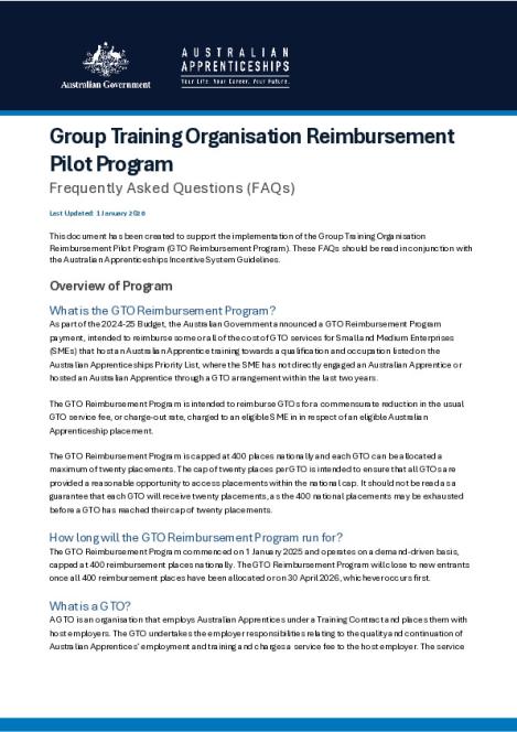 Group Training Organisation Reimbursement Pilot Program FAQs - 1 January 2026.pdf