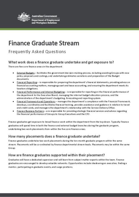 DEWR Graduate Program - Finance Stream FAQ (1).pdf