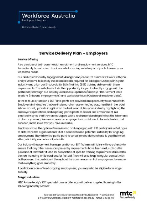 EST Service Delivery Plan - MTC FutureReady (Employer).pdf