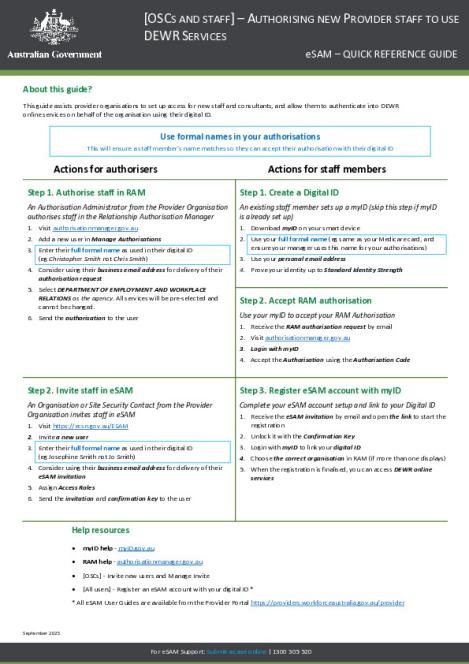 eSAM Quick Reference Guide - Linking existing Provider staff to new digital identity.pdf