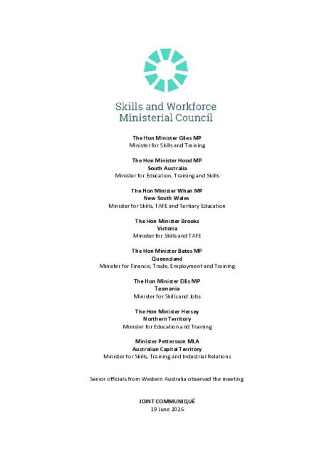 Skills and Workforce Ministerial Council Communique 19 June 2026.pdf
