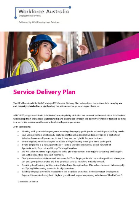 EST Service Delivery Plan - QLD - Somerset - Serendipity (WA) Pty Ltd (APM) (Employer).pdf