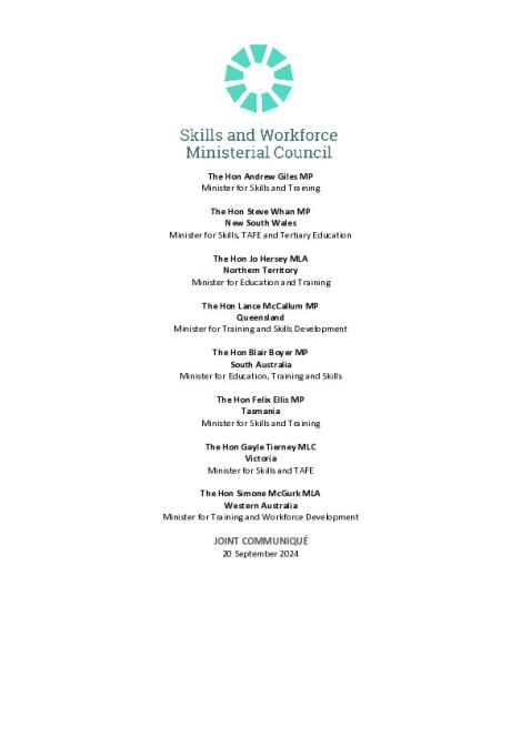 Skills and Workforce Ministerial Council - Communique 20 September.pdf