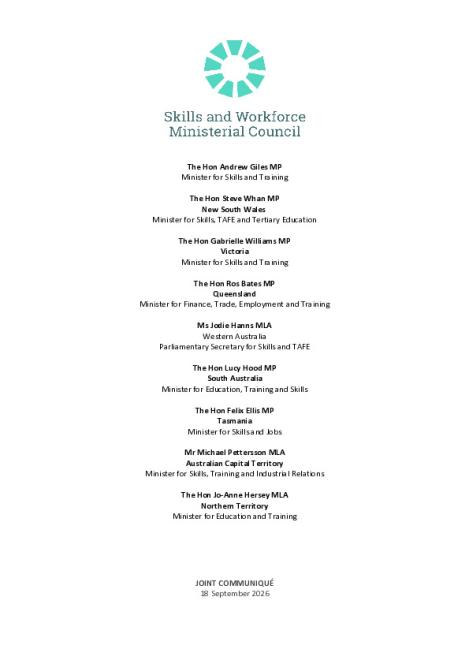 Skills and Workforce Ministerial Council Communiqué – 18 September 2026.pdf