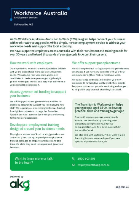 TtW Service Delivery Plan - QLD - Cairns - AKG (Employer).pdf